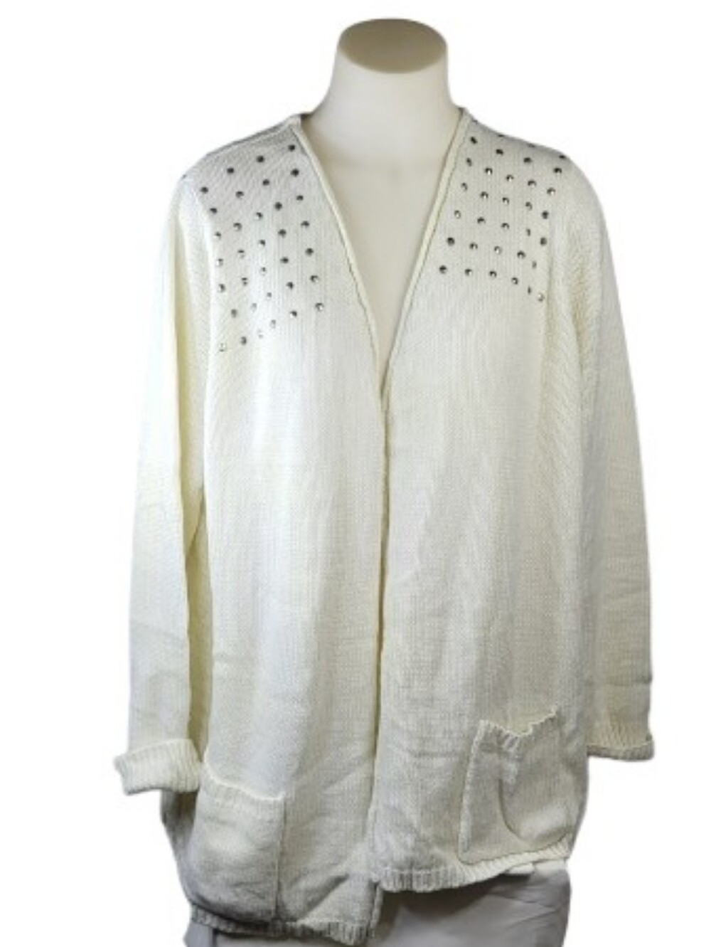 Miss Guided White Silver Stud Sweater Sz 1X